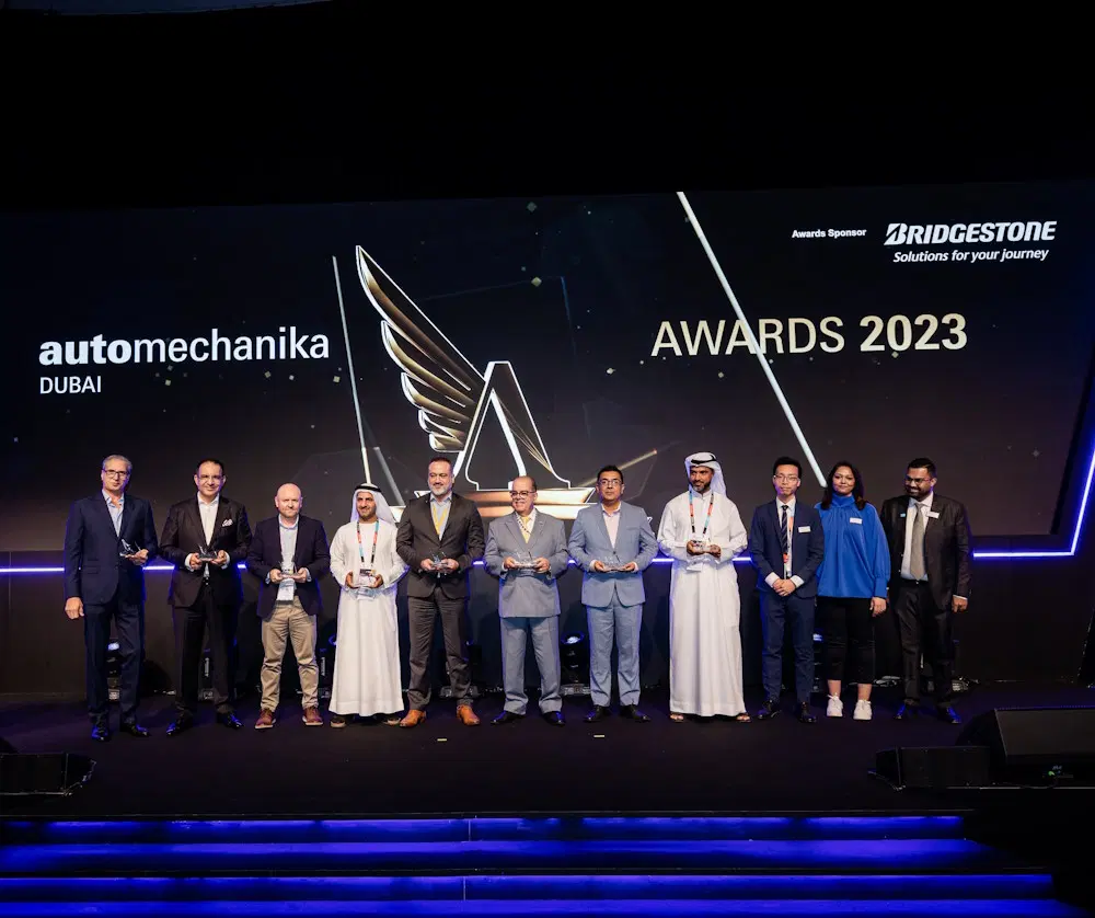 Automechanika Dubai Awards 2023 ceremony - Product of the Year winners on stage